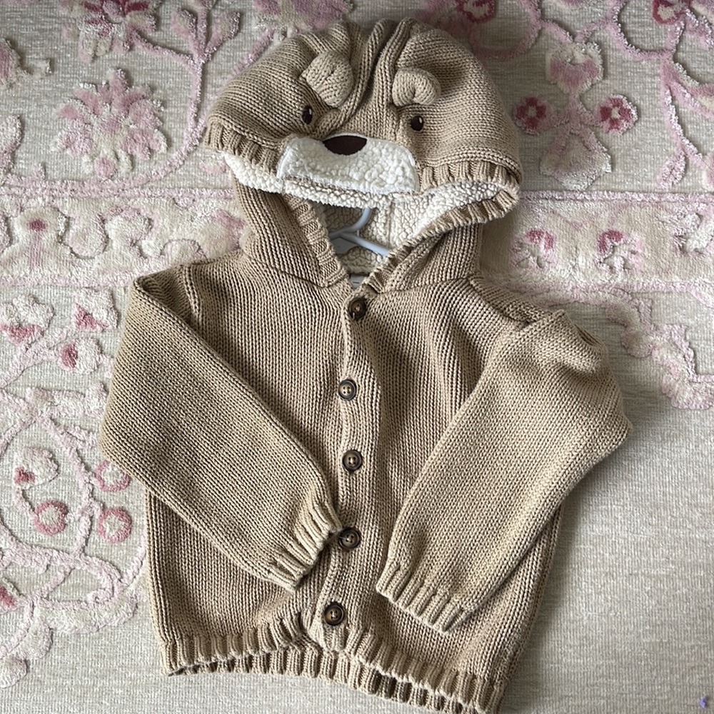 Carters Hooded Knit Button Up